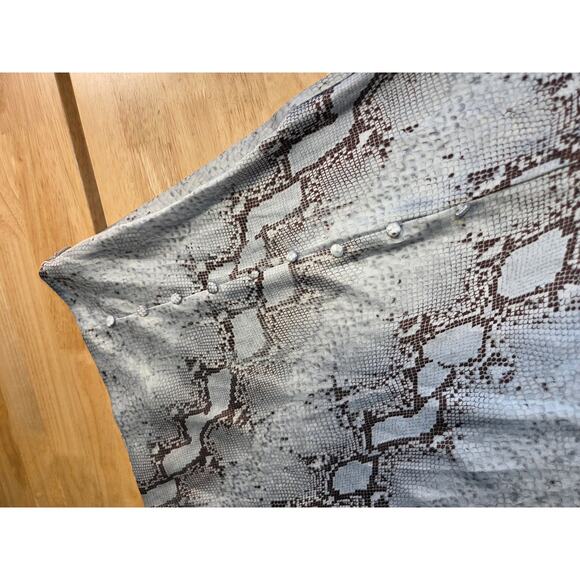 TCEC Snake Print Satin Hi-Lo Bias Cut Skirt Y2k 2000's Large Side Zip Button - Picture 5 of 12